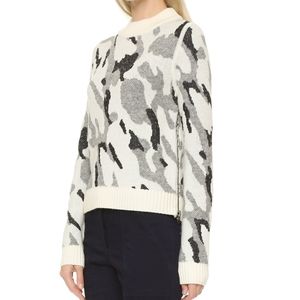 Veronica Beard Hubbard Camo Knit Zipper Sweater